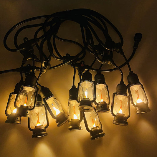 Ghirlanda Luminoasa Lungime 5M, 10 Becuri Tip Felinar, Lumina Calda