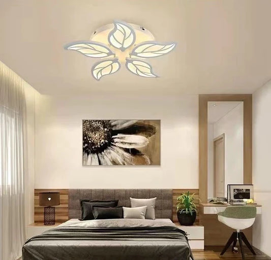 Lustră LED Premium Albă DM007-5 – Design Modern Și Telecomandă, Perfectă Pentru Dormitor Elegant