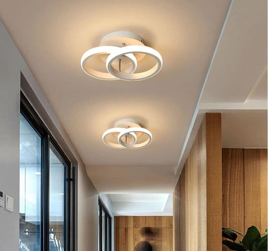Lustră LED De Lux, Alb DM White Cercuri 30W – Perfectă Pentru Iluminarea Modernă A Dormitoarelor Sau Livingurilor
