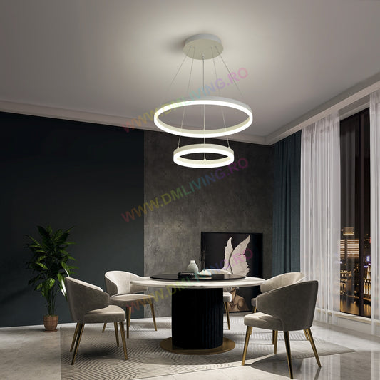 Lustră LED Contemporană Circulară DM 1719/500-WH, Alb – Iluminat Modern pentru Spații Elegante