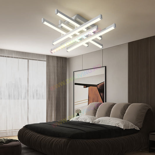 Lustră LED, model liniar cu telecomandă, Alb