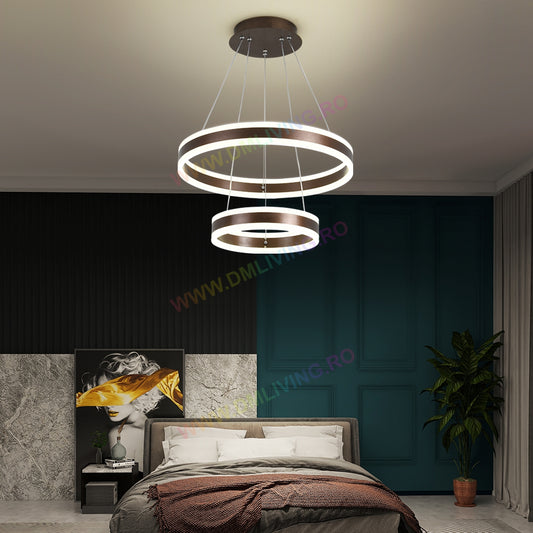 Lustră LED Modernă Circulară DM 1768/500-COF, Maro – Iluminat Elegant pentru Spații Contemporane