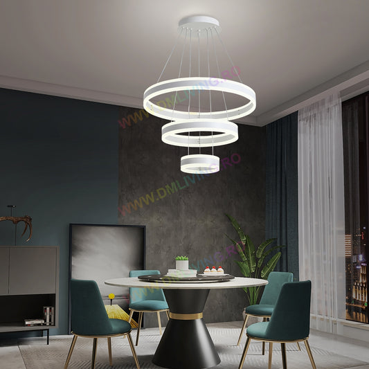 Lustră LED, Design Circular Modern, 1768/600-WH, Alb – Iluminat Reglabil și Estetic pentru Livinguri
