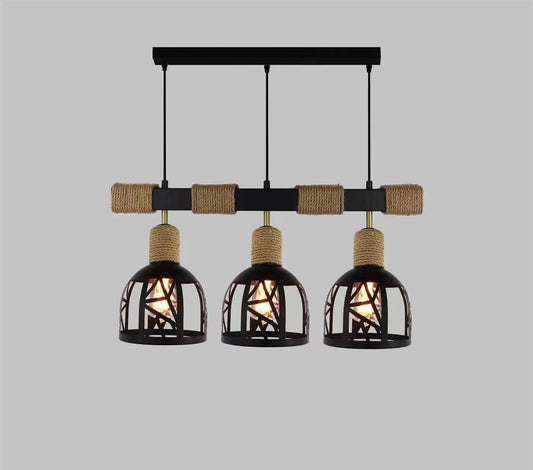 Pendul Rustic DM Living, Model DM5573-3, Cu 3 X E27, Îmbinând Stilul Reglabil Cu Eleganța Neagră Distinsă.