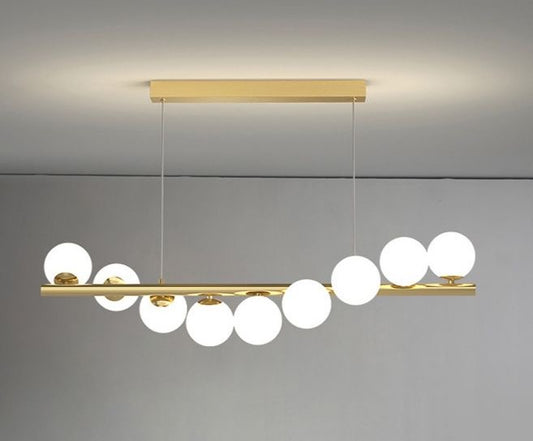 Lustră LED Modernă, 80cm, cu Bile de Sticlă, Model DM332-9 Auriu – Iluminat Suspendat Elegant pentru Tavanul Tău