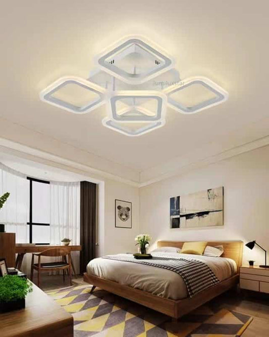 Lustră LED cu Telecomandă, Design Contemporan, G 3374/4+1 – Soluție Elegantă și Funcțională pentru Camere Mari