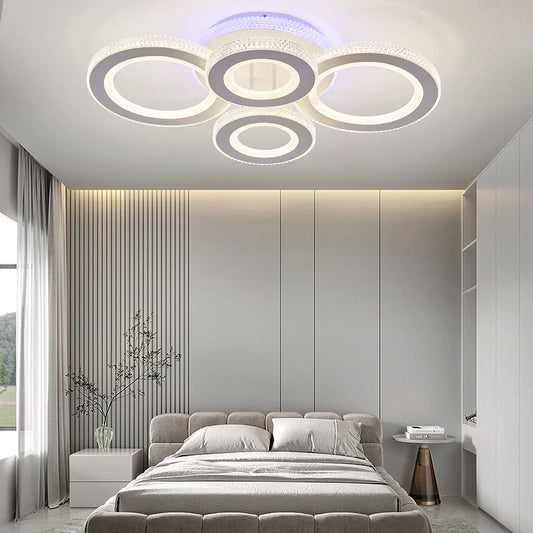 Plafonieră LED cu inele suprapuse, design modern și iluminare eficientă – DM600-2+2 – Ideală pentru orice spațiu contemporan.