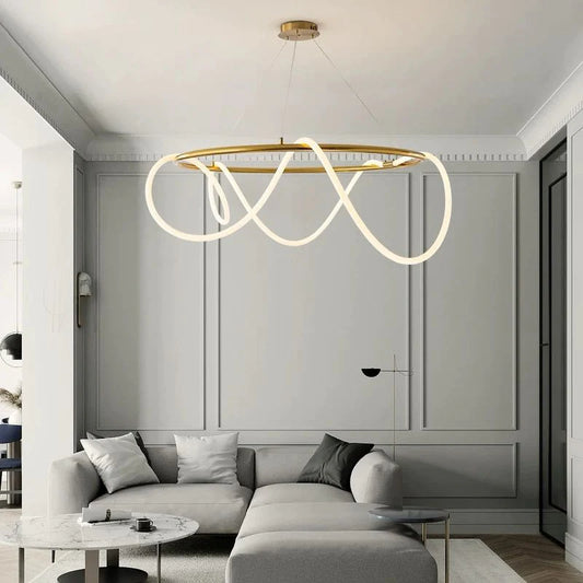 Lustră Pendul LED, 80cm, Design Ondulat Contemporan, Model DM60040-800 – Iluminat Modern și Rafinament pentru Tavanul Tău
