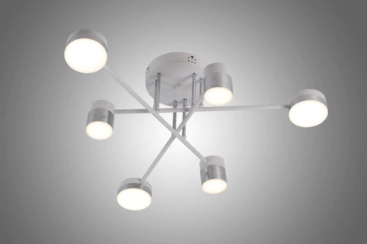 Lustră LED modernă cu 6 surse de iluminare DM9031-6, Alb/Gri