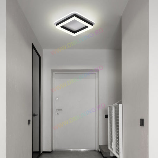 Lustră LED, Design Geometric și Modern, Negru 6081F-BK, 50W – Iluminat Stilat pentru Interioare Contemporane