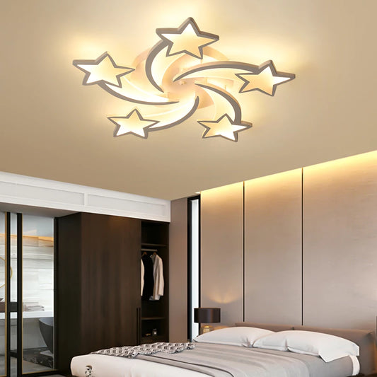 Lustră LED cu Telecomandă și Design Stelar, DM3316/5, Alb – Iluminat Modern pentru Camere și Birouri