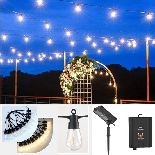 GHIRLANDA SOLARA 6.5M 10 BECURI 2700K BAT 3.7V 1200mAh PANOU SOLAR 5V 1.2W