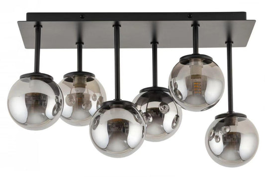 Lustră Modernă Neagră cu 6 Globuri de Sticlă, Design Elegant – Iluminare Sofisticată și Rafinată DM-6656/6