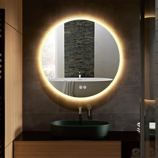 Oglindă LED cu Iluminare de Fundal, 60x60cm, Model DM012 – Reflecție Clară și Lumină Ambientala Modernă pentru Baia Ta