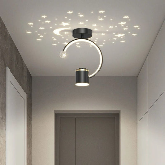 Plafonieră LED Elegantă cu Decorațiune Stelară, DM9119 Negru – Iluminare Modernă pentru Dormitor sau Living