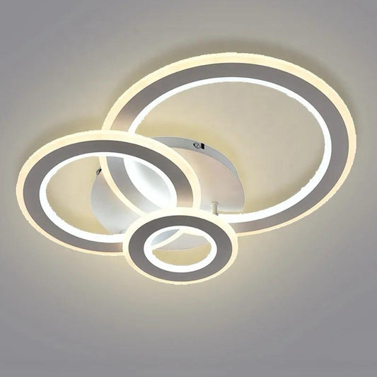 Lustră LED, Design Circular Suprapus, DM978-3C, Alb – Soluție Premium pentru Iluminat în Camere de Zi și Birouri