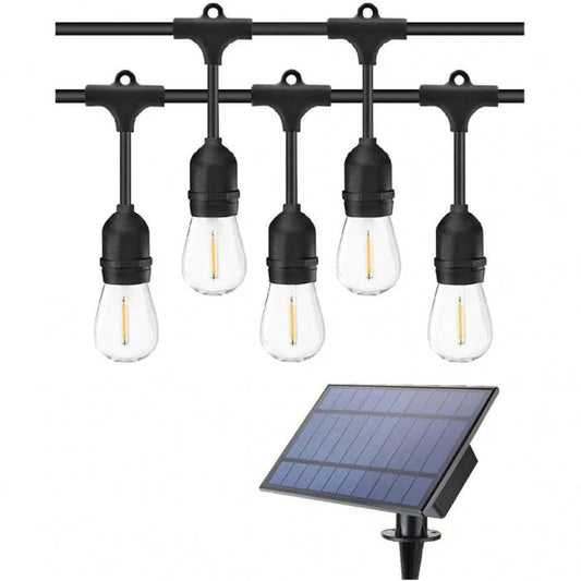 Ghirlanda Luminoasa cu Panou Solar, 10 Becuri Incluse, 5m, 10 Fasung E27 , Negru