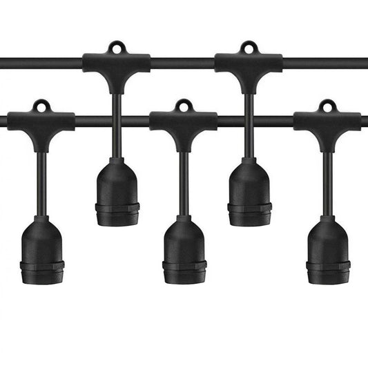 Ghirlanda Luminoasa cu Pendule Gradina, Terasa, 10m, 10 Fasung E27, Fara becuri, Negru