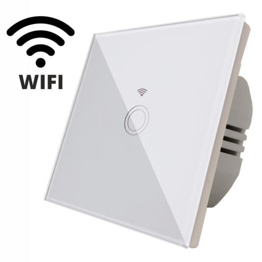 Intrerupator Touch Simplu WI-FI, Sticla Securizata, Alb