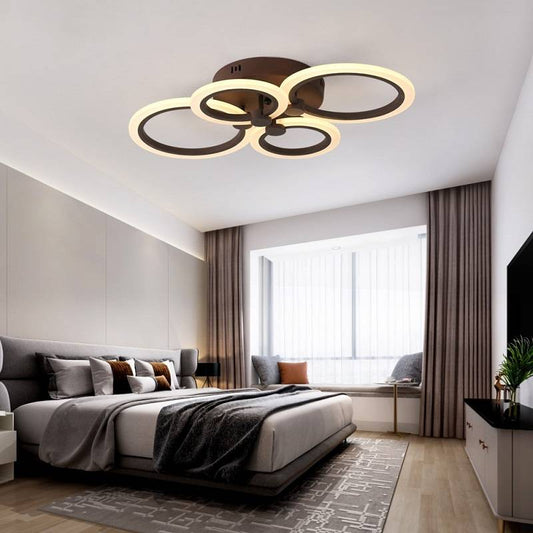 Lustră LED cu control prin telecomandă și design circular