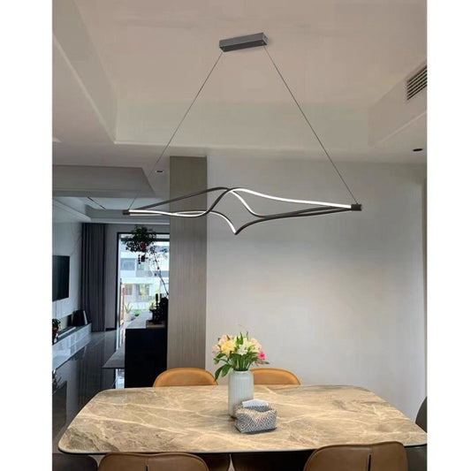 Candelabru LED Modern DM Living, Model DM 8806/1200 Negru – Design Ondulat și Iluminare Premium pentru Un Spațiu Contemporan