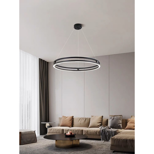Candelabru modern de lux, 60cm, stil inelar – DM3848/600 Negru – Design elegant și iluminare rafinată pentru un decor sofisticat.