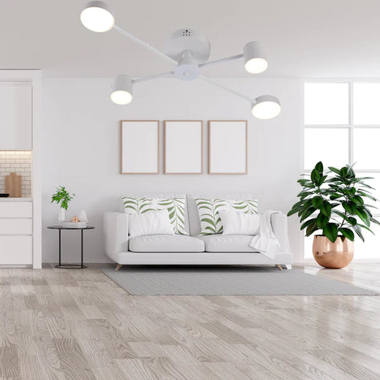 Lustră LED Modernă Alb 9029-4 – Ventilator Și Iluminare Eficientă, Ideală Pentru Living De Lux