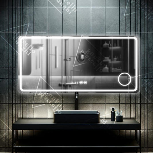 Oglindă LED Premium Touch, 90x75 cm, cu Sistem Dezaburire și Lupa Cosmetică, Model D010/90x75 - Design Modern și Funcționalitate Perfectă