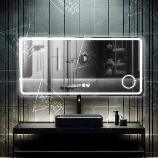 Oglindă LED Touch Elegantă, 90x60 cm, cu Sistem Dezaburire și Lupa Cosmetică, Model D010/90x60 - Rafinament și Precizie în Baia Ta