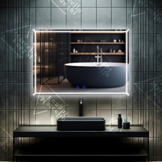 Oglindă LED Touch Elegantă, 80x60 cm, Model K015 - Design Modern și Claritate Impecabilă pentru Baia Ta