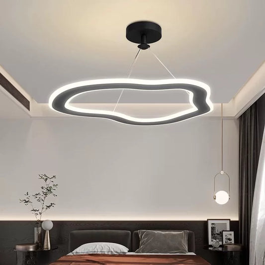 Lustră LED Modernă, Design Contemporan și Lumină Variabilă, Model DM8058 Negru– Iluminat Rafinament și Eficiență Energetică pentru Sufragerie și Living