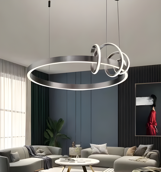 Lustră de Lux Tip Pendul, Gri, Cu Telecomandă, 3 Tipuri de Lumină, Înălțime Reglabilă, 70W, Model DM9147/600