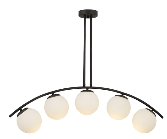 Lustră Suspendată Premium, Neagră Elegantă cu 5 Globuri, Design Modern, Model DM6639-5