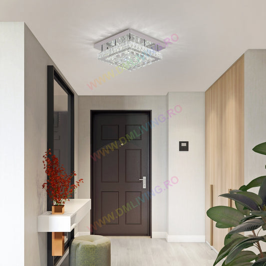 Lustră LED De Lux DM 1102-400F 40x40cm cu Cristale – Iluminare Strălucitoare și Design Modern pentru Ambianțe Elegante