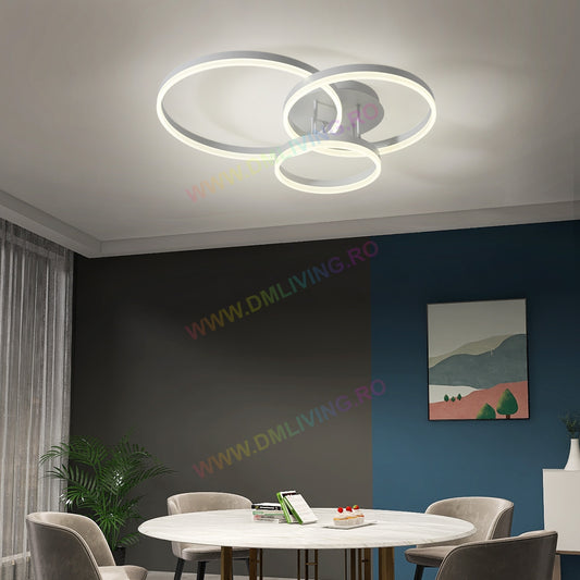 Lustră LED, design modern cu iluminare eficientă, DM 1709-WH, Alba