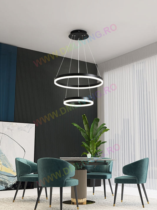 Lustră LED, design contemporan circular, DM 1719/500-BK, Negru