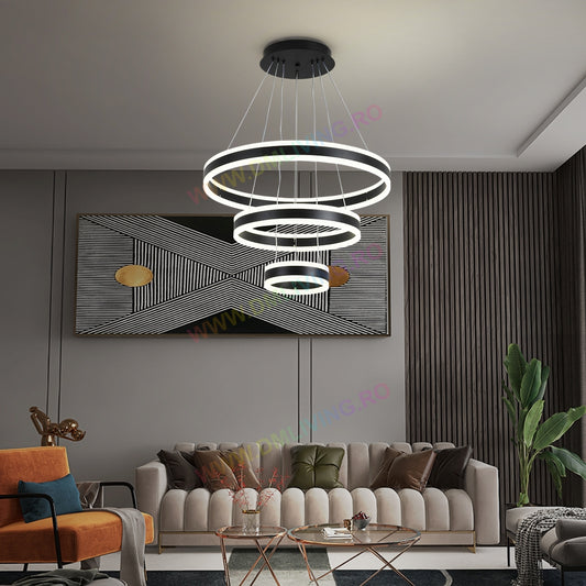 Lustră LED, design circular modern, 1768/600-BK