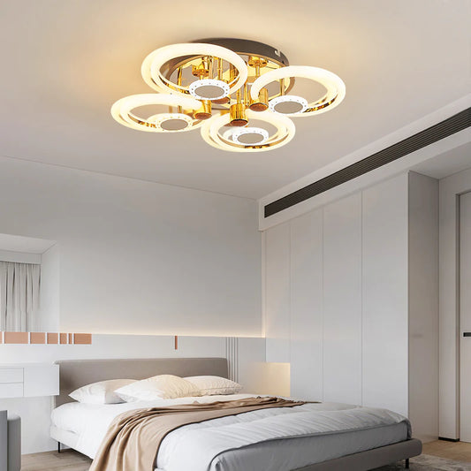 Lustră LED cu design circular modern, DM1010/4+4 Auriu