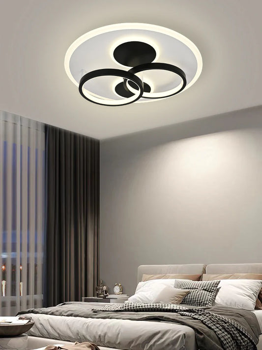 Lustră LED, design circular modern, DM9057/R, Negru/Alb