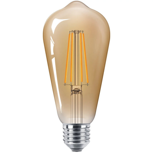 Bec LED Filament Clasic ST64 E27 6.5W 2200K Auriu – Design Retro și Lumină de Calitate Premium pentru Spații Rafinate