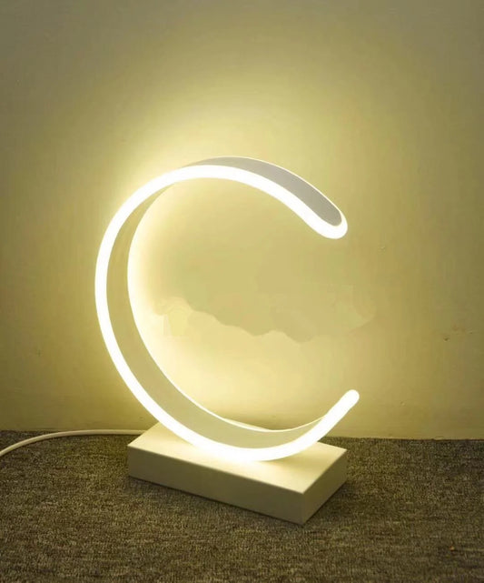 Lampa Veioză cu LED, design circular cu lumină neutră, Alb