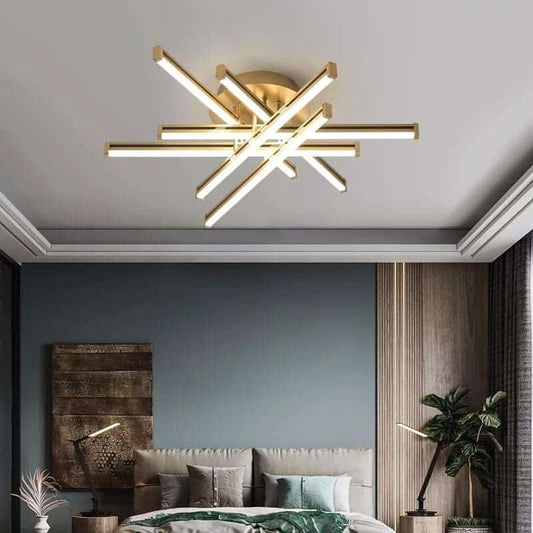 Lustră LED Dimabilă de Lux cu Control prin Telecomandă, Auriu – Ideală pentru Iluminat Elegant și Spații Rafinante