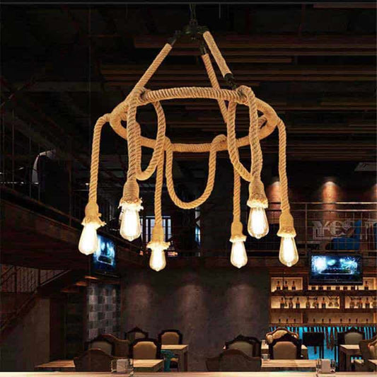 Lustră rustică, design circular cu 6 surse de iluminare, DM8856