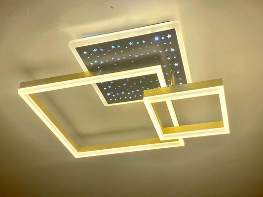 Lustră LED Modernă Negru/Auriu, Design Contemporan Cu 3 Surse De Lumină – Perfectă Pentru Dormitor