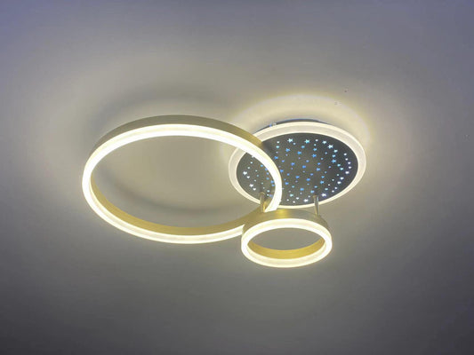 Lustră LED Modernă Negru/Auriu, Iluminare Premium Cu Efect De Stele – Perfectă Pentru Dormitor