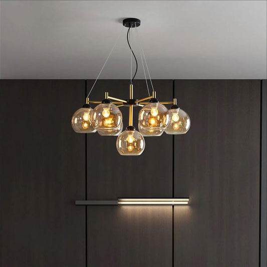 Lustră LED cu 7 abajururi, design modern