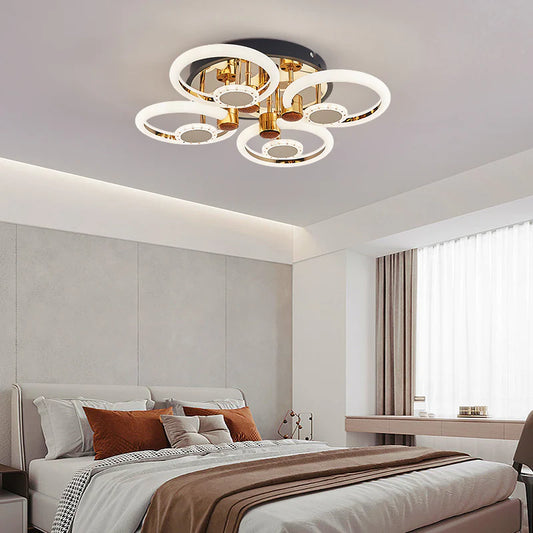 Lustră LED cu design circular modern, DM1010/4+4 Auriu