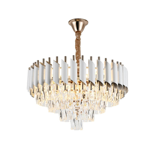Candelabru DM Living Modern, Model DM9001/500, Textura Cristal – 8 X E27, Alb/Auriu, Pentru Spații Elegante