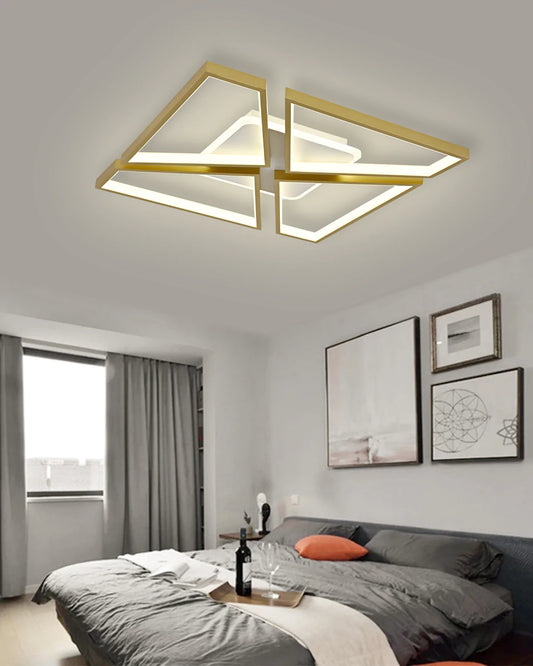 Lustra LED DM9058/S, Cu Telecomanda, 3 Tipuri De Lumina, Intensitate Reglabila, 160W, Auriu