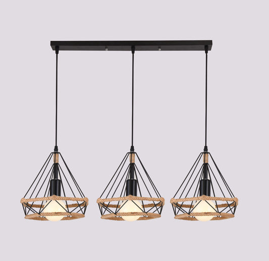 Pendul stil rustic cu 3 surse de iluminare  DM 41, Negru